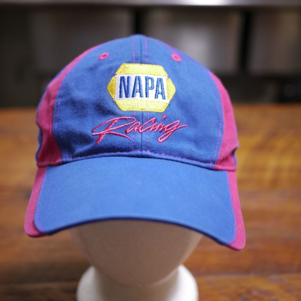 NASCAR NAPA RACING Breast Cancer Cure 100% Cotton Pink + Blue Baseball Cap Hat